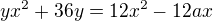 $yx^2+36y=12x^2-12ax$
