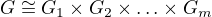 $G\cong G_1\times G_2\times \ldots \times G_m$