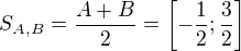 $S_{A,B}=\frac{A+B}{2}=\[-\frac{1}{2};\frac32\]$