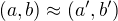 $(a,b)\approx (a',b')$