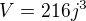 $V=216j^{3}$