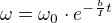 $\omega=\omega_0\cdot e^{-\frac bI t}$