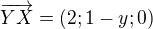kopírovat do textarea $\overrightarrow{YX}=(2;1-y;0)$