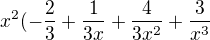 $x^2(-\frac{2}{3}+\frac{1}{3x}+\frac{4}{3x^2}+\frac{3}{x^3}$