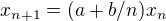 $x_{n+1} = (a+b/n)x_n$