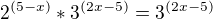 $2^{(5-x)}*3^{(2 x-5)} = 3^{(2 x-5)}$
