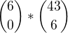 ${6 \choose 0}*{43 \choose 6}$
