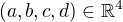 $(a,b,c,d)\in\mathbb{R}^4$