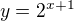 $y=2^{x+1}$