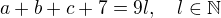 $a+b+c+7=9l,\quad l\in\mathbb{N}$