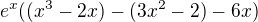 $e^{x}((x^{3}-2x)-(3x^{2}-2)-6x)$