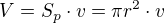 kopírovat do textarea $V=S_p\cdot v=\pi r^2\cdot v$