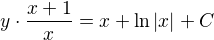 $y\cdot \frac{x+1}{x}=x+\ln |x|+C$