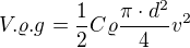 $V.\varrho .g=\frac{1}{2}C\varrho \frac{\pi \cdot d^{2}}{4}v^{2}$