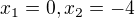 $x_{1}=0, x_{2}=-4$