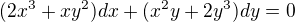$(2x^3+xy^2)dx+(x^2y+2y^3)dy=0$
