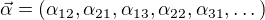 $\vec{\alpha} = (\alpha_{12},\alpha_{21},\alpha_{13},\alpha_{22},\alpha_{31},\dots)$