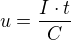 $u=\frac{I\cdot t}{C}$