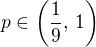 $p \in \(\frac{1}{9},\, 1\)$