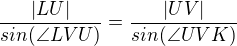 kopírovat do textarea $\frac{|LU|}{sin(\angle LVU)}=\frac{|UV|}{sin(\angle UVK)}$