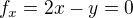 kopírovat do textarea $f_x = 2x-y = 0$