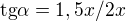 $\text{tg}\alpha = 1,5x/2x$