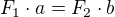 $F_1\cdot a=F_2 \cdot b$