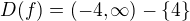 $D(f)=(-4,\infty)-\{4\}$