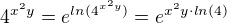 $4^{x^{2}y}=e^{ln(4^{x^{2}y})}=e^{x^{2}y \cdot ln(4)}$