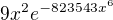 $9 x^2 e^{-823 543x^6}$