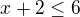 kopírovat do textarea $x+2\le 6$