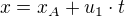 $x = x_A + u_1 \cdot t$