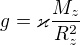 $g=\varkappa \frac{M_{z}}{R_{z}^{2}}$