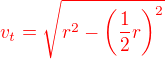 $\color{red}v_t=\sqrt{r^2-\(\frac12r\)^2}$