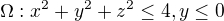 $\Omega : x^{2}+y^{2}+z^{2}\le 4 , y\le 0$