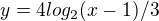 $y=4log_2( x-1) / 3$