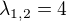 $ \lambda_{1,2}=4$