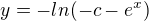$ y=-ln(-c-e^x)$