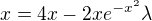 $x = 4x - 2xe^{-x^{2}}\lambda$
