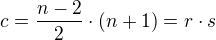 $c = \frac{n-2}{2} \cdot (n+1) = r\cdot s $