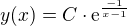 $y(x) = C \cdot \mathrm{e}^{\frac{-1}{x-1}}$