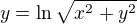 $y=\ln \sqrt{x^2+y^2}$
