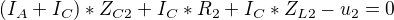 $(I_{A}+I_{C})*Z_{C2} + I_{C}*R_{2}+ I_{C}*Z_{L2} - u_{2} = 0$