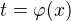 $t=\varphi(x)$