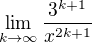 $\lim_{k\to\infty } \frac{3^{k+1}}{x^{2k+1}}$