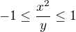$-1 \le \frac {x^2}{y} \le 1$