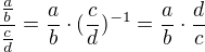 kopírovat do textarea $\frac{\frac ab}{\frac cd} = \frac ab \cdot (\frac cd)^{-1} = \frac ab \cdot \frac dc$