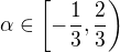 $\alpha\in\left[-\frac13,\frac23\right)$