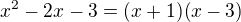 kopírovat do textarea $x^2 - 2x - 3 = (x+1)(x-3)$