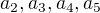 $a_{2}, a_{3}, a_{4}, a_{5}$